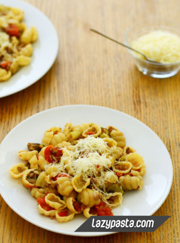 Gnocchi bolognaise with vegetables recipe.